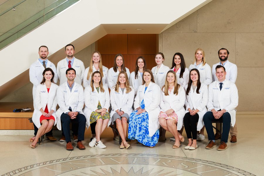 Dermatologys 2025-26 residents pictured in the UMMC School of Medicine.